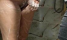i'm fuckin this milky egyptian slut's big ass in the shower she moans so loud takin it deep from behind