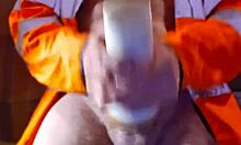 daddy strokes his hard cock furiously in the truck dorm style