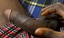 college teen 18+ grabs his HUGE BLACK COCK and jerks it off till cum everywhere