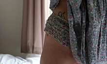 Joy spreads her natural big tits and nipples on sofa fingering dildo vibrator spanking feet to orgasm high def solo masturbation