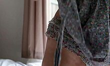 Joy spreads her natural big tits and nipples on sofa fingering dildo vibrator spanking feet to orgasm high def solo masturbation