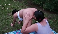real lesbians scissor wildly licking wet pussies to screaming orgasms together