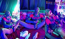 oiled muscular spidey hood shakes big black cock ass with toys