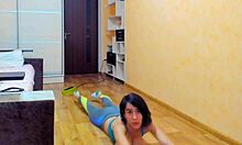 Wow! Gymnast's Dildo Titfuck Fondles Pussy Boobs Out Sportswear Masturbation