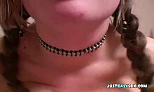 Busty brunette amateur devours her massive erect nipples with fierce hungry suction pulling them deep into her mouth