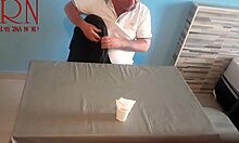 naked waitress serves guest eating from her navel in restaurant!