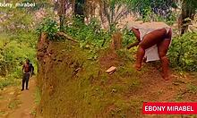 Forest fuck hits ebony bbw hard as herbalist bends for stranger cock