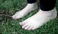 aus greek girl's cute feet outdoors