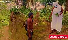 Forest fuck hits ebony bbw hard as herbalist bends for stranger cock