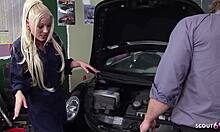sexy pigtail blonde milf cougar seduces boss for garage cheating doggystyle ride