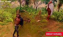 Forest fuck hits ebony bbw hard as herbalist bends for stranger cock