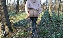 Redhead Bitch Slut Sucks Dick Deep in Forest While Hubby Hunts Nearby!