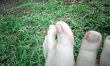 aus greek girl's cute feet outdoors