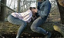 Redhead Bitch Slut Sucks Dick Deep in Forest While Hubby Hunts Nearby!