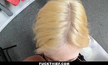 Blonde teen marley minxx caught stealing punished with big cock doggystyle on birthday