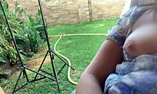 holy fuck mutual masturbation ignites with mysterious stepmom's wet pussy grinding close-up outdoors