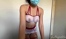 naughty nurse in gloves milks monster cock with messy titjob blowjob cumshot