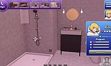 Cute petite shaved femboy ladyboy teases small wet cock close-up in bunkered roleplay