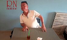 naked waitress serves guest eating from her navel in restaurant!