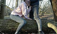 Redhead Bitch Slut Sucks Dick Deep in Forest While Hubby Hunts Nearby!