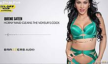 horny maid queenie sateen slurps voyeur's throbbing cock 😈🍆💦 big ass bouncing