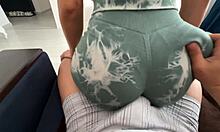 Stepsister's Tight Leggings Ass Grinds Teasingly On Hard Cock