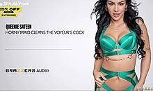 horny maid queenie sateen slurps voyeur's throbbing cock 😈🍆💦 big ass bouncing