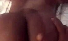close-up fuck vid with zoom on her big black pussy lips... damn that stretch