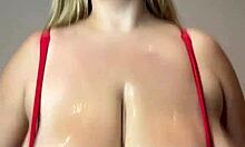 elastic saggy tits rub gel for huge cock nipple insertion