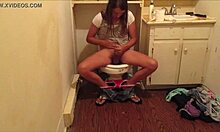 blasting hot cum load in friend's bathroom solo