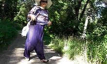 Hairy Mature Flashes Beaver Under Skirt At Public Park