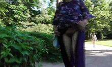 Hairy Mature Flashes Beaver Under Skirt At Public Park