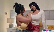 chubby latina gf fingers oiled big tits milf, licks to wet orgasm in lesbian 69
