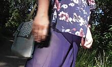 Hairy Mature Flashes Beaver Under Skirt At Public Park