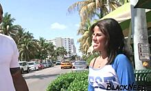 he picks up this thick ebony college babe with big ass and they film raw homemade interracial pounding