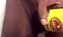 close-up fuck vid with zoom on her big black pussy lips... damn that stretch