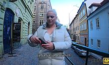 hey check out this busty milf letting the hunter blast cum on her huge tits while hubby watches