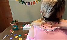 omg, sweet blonde teen blows stepdad deep on her 18th bday 🎉🍆