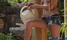 kinky 18+ teen babe strokes massive cock with her sexy feet outdoors footjob cumshot 💦👣