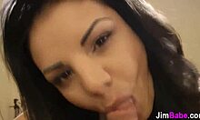 Euro teen in stockings teases with pov blowjob to older guy