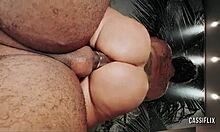 a coelhinha rubs pussy on huge black cock till hot cum - full