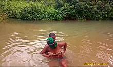 fucking my naughty college mate's monster cock during steamy village river bath 💦😏🌊