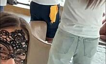 Skinny girls go crazy in public threesome then sloppy backstage deepthroat blowjobs?