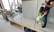 Skinny girls go crazy in public threesome then sloppy backstage deepthroat blowjobs?