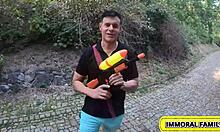 pretty czech babe's huge natural tits bounce in wild outdoor pussy chase