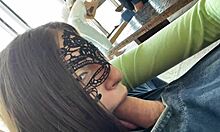 Skinny girls go crazy in public threesome then sloppy backstage deepthroat blowjobs?