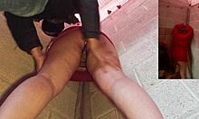 voyeur catches busty latina wife in skirt paying for upskirt ass groping fun