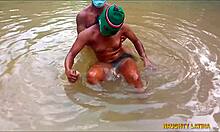 fucking my naughty college mate's monster cock during steamy village river bath 💦😏🌊