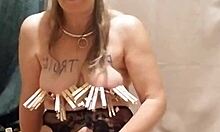 Bent Over SLAVE Whips Herself Into SUBMISSION