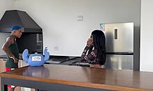 Petite 18yo brunette tattooed wife bends over doggystyle in condo public spot